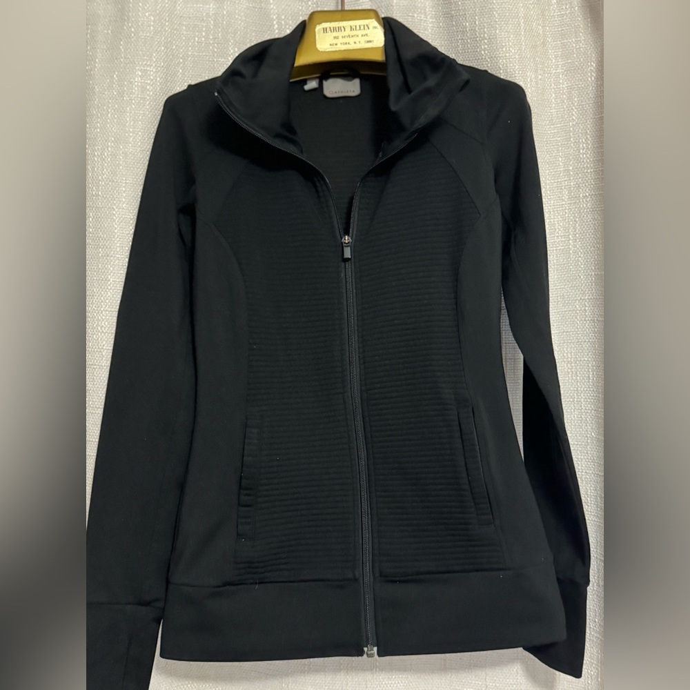 Athleta Stretch Black Ribbed Jacket XXS